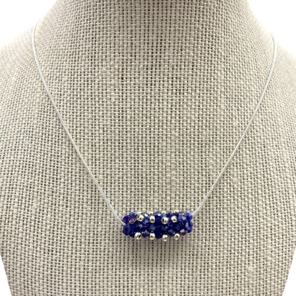 Crystal beaded‎ floating bar. Silver plated chain. New With Tags !